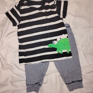 Child of Mine Black and White Striped Dinosaur Set